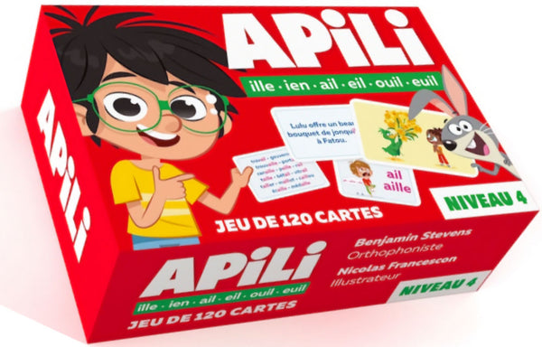 Apili Jeu de 120 Cartes - Niveau 4 - les sons ille – ien – ail – eil – ouil – euil